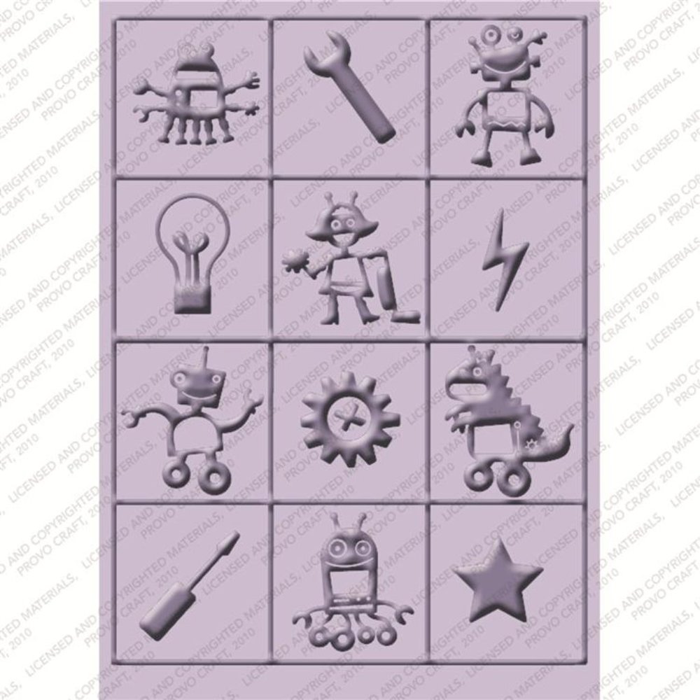 Cuttlebug 4-pc embossing folders - ROBOTZ - Picture 7 of 10